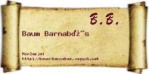 Baum Barnabás névjegykártya